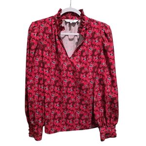 CROSBY by Mollie Burch Floral Ruffle Neck Blouse